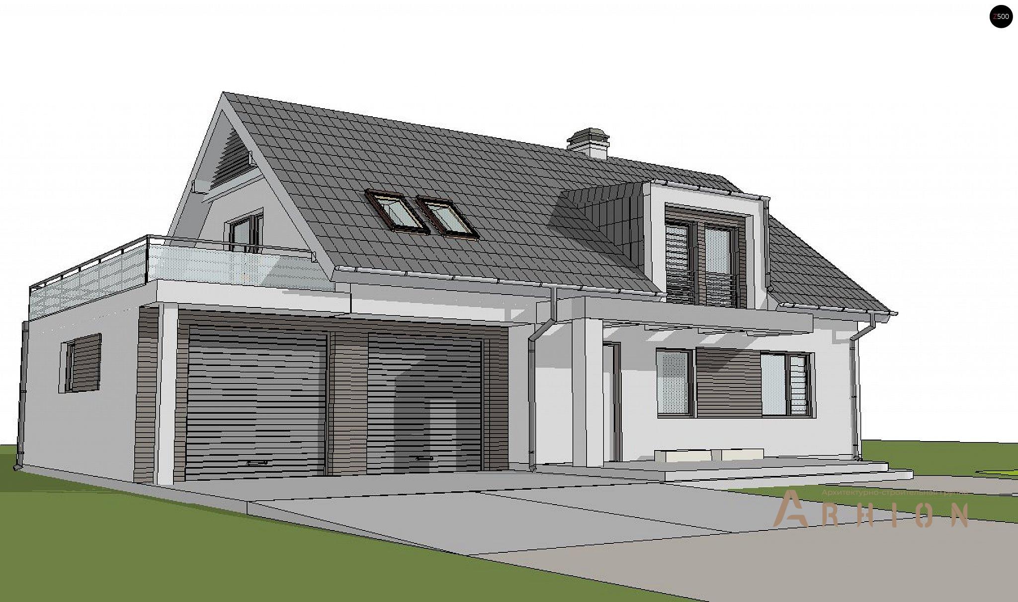 3. Проект одноэтажного дома в финском стиле с двускатной кровлей, Z236 GL2, площадью - 237 кв c мансардой, терассой, балконом, гаражом, эркером